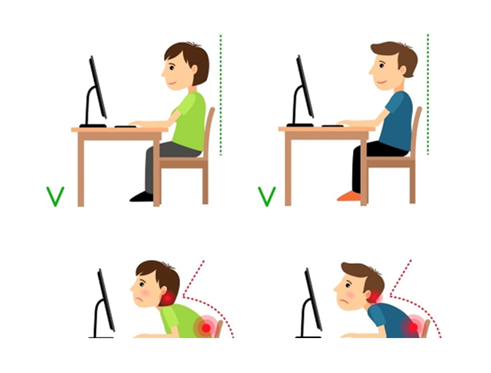 Sai tư thế ngồi gây đau vai gáy, cột sống